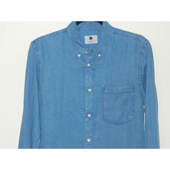 NN07 No Nationality Shirt  Blue Chambray Palk Slim Fit  Tencel ‎ Men's Small - Picture 5 of 10